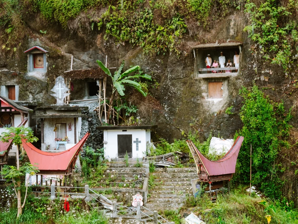 3-Day Toraja Cultural Immersion & Traditional Villagestay: Immerse yourself in Toraja’s highlands, sleep in a Tongkonan village, and witness ancient cliff-burial traditions.